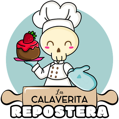 LOGO PARA REPOSTERÍA animation branding cakes calaverita cartoon graphic design kawaii logo pantry pasteles pastry chef repostería skull