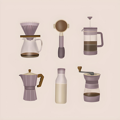 All things about coffee☕️ americano cafe cappucino coffe milk coffee coffee grinder coffee maker coffee press coffee spoon cold brew cute illustration design digital art digital illustration frappe hot coffee ice coffee latte macchiato mochaccino