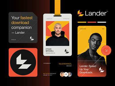 Logo & Branding for Downloader App Lander™ arrow brand book brand identity brand style guide branding creative logo design down download downloader fast icon l logo logo logotype modern logo speed tech technology visual identity