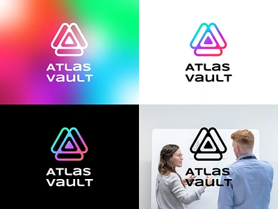 Atlas Vault Branding app branding color data design digital file geometry logo saas secure share storage ui ui design uiux ux variation