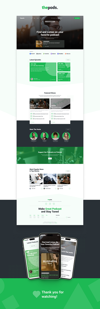 Thepods figma design podcast template podcast website professional template responsive design seo optimized template ui design webdesign webdesigner webflow webflow designer webflow template webflow website website design website designer