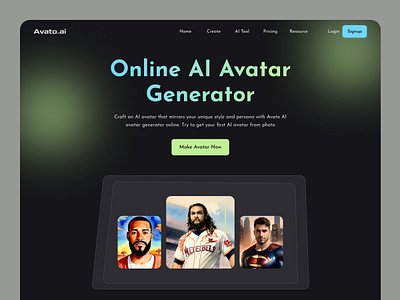 AI avatar generator website design ai animation avatar branding design discover generator graphic design illustration image landing page logo productdesign ui uiux web web design web template webdesign website