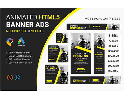 How to make HTML5 animated banner ads and google ads banner animated banner animation banner banner ads banner design banner set display ads gif banner google ads google ads banner google adwords google display ads google web designer graphic design html5 banner ads marketing banner sale banner web banner