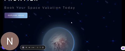 Animated Space Homepage 3d animation branding motion graphics ui