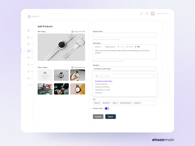 Shopln: Add Products add products creative dashboard design figma management product design product information product page ui uidesign ux