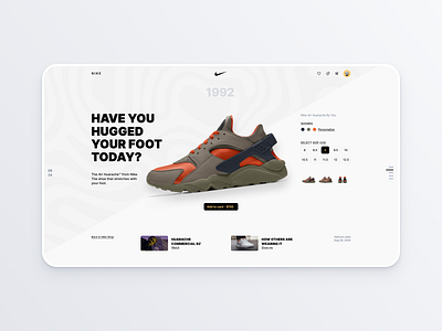 Nike Huarache Concept [fan work] product ui website