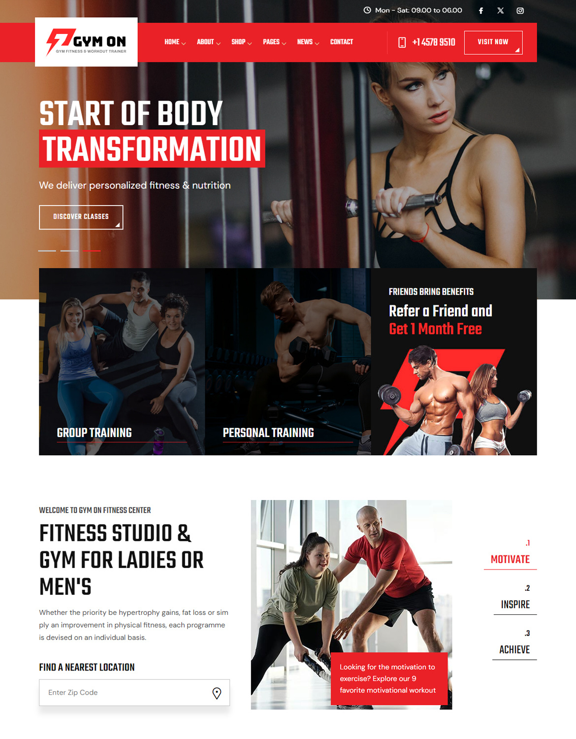 Gym and Fitness Club HTML Template gym workout