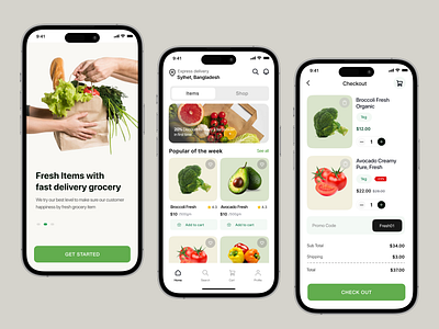 Grocery store app design app design e commerce app ecommerce food food delviery food ordering fresh grocery grocery grocery app grocery store online store shop store ui ux vegan