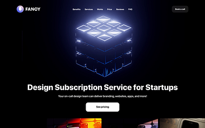 Fancy.Design animation Landing web design & mobile app design 3d 3d animation ai service animation crypto crypto service dapp finance fintech landing landing page landingpage subscription web web design web site web3 website