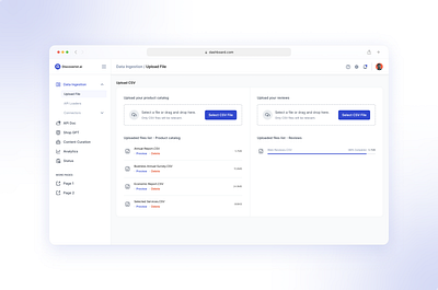 Upload CSV admin panel csv dashboard import import csv internal web app product design saas shopify integration ui ui design upload csv ux ux design web app