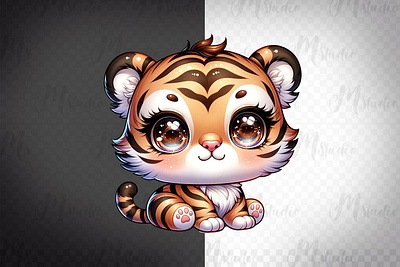 Baby Tiger, Big eyes, 3D,Png 3d animation graphic design logo motion graphics ui