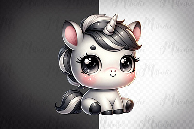 Baby Unicorn, Big eyes, 3D,Png 3d animation branding graphic design logo motion graphics ui