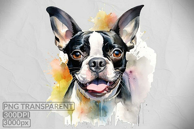 Boston Terriers Dog Sublimations, Watercolor, PNG 3d animation branding graphic design logo motion graphics ui