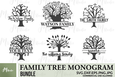 Family Tree Monogram bundle SVG 3d animation branding graphic design logo motion graphics ui