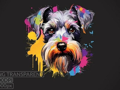 Miniature Schnauzers Dog Sublimations, colored splashes, Png 3d animation graphic design logo motion graphics ui