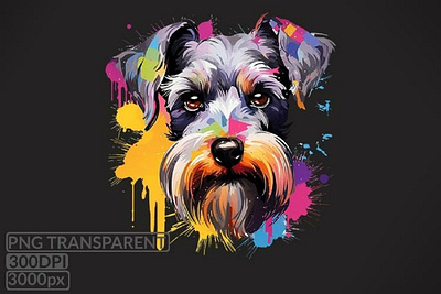 Miniature Schnauzers Dog Sublimations, colored splashes, Png 3d animation graphic design logo motion graphics ui