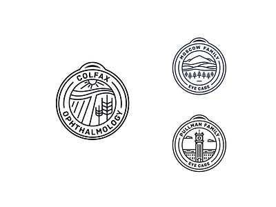 Colfax Ophthalmology logo badge branding care clinic eye field fields hills identity landscape line logo medical ophthalmology sun visual wheat