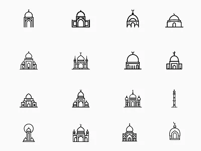 Islamic Mosque Icons vectors