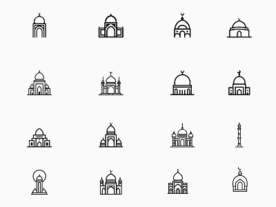 Islamic Mosque Icons vectors