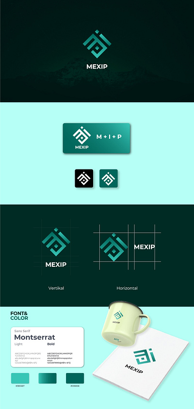 modern minimalist business logo design - MEXIP brand branding design graphic design identity logo vector