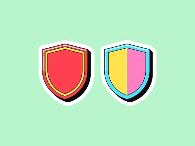 Shield stickers art check cyber data design guarantee guard icon illustration insurance pop privacy protect protection retro safety security shield sticker technology