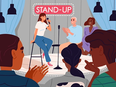 Stand-up comedy show art character design design drawing event flat illustration flat style graphic design illustration