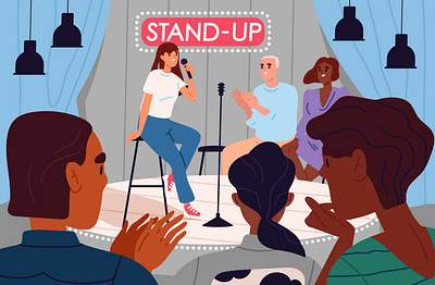 Stand-up comedy show art character design design drawing event flat illustration flat style graphic design illustration