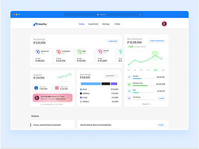 Investment Dashboard ai cash expenses fintech invest investment mutual funds networth savings share market spendings stocks us stocks wealth