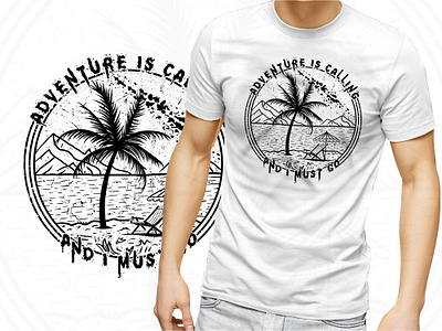 Adventure is calling beach t shirt design journey