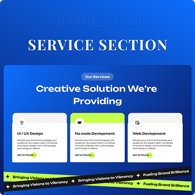 Service Section for Service Providing Website creative design landing page minimal portfolio saas section design service shanto studio ui design web design website design