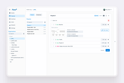 FlowR - Playlists management cms product signage ui ux web webapp
