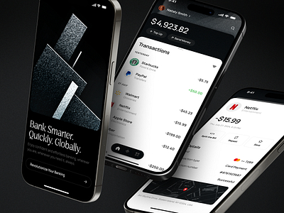 Fintech Mobile App UI Design app app design bank banking dark theme ebanking expenses expenses management finance finances fintech ios app mobile mobile app mobile bank money management online banking payment transaction transactions