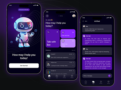 AI Chatbot Mobile App ai bot app app design bot chat chat bot chat generator chatbot chatbot ui chatgpt design messaging app mobile ui