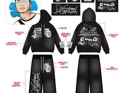 HOODIE AND FLARE DESIGN MESSAGE ME NOW clothes design fashion flare pants flare pants acid washed hoodie hoodie zipper acid washed illustration streetwear