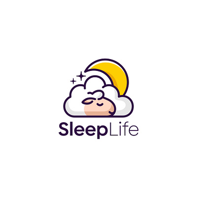 Sleep Life Logo design animal branding character cloud cute design illustration logo mascot moon sheep sleep star ui unused