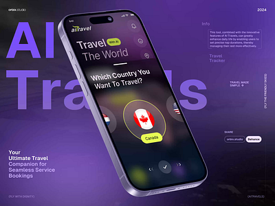 AiTravel - Flight Booking App | Home Screen 3d adventure ai app interfaces core app dashboard dark mood landing page live location logo modern website motion graphics orbix studio product design saas tourist travel app traveling ui ui screen web dashboard