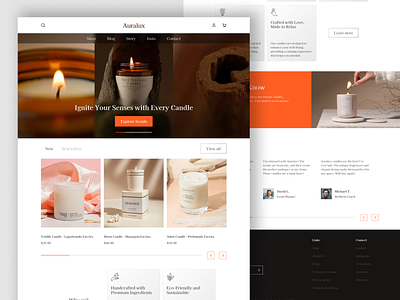 Scented candle website landing page aesthetic candle candle website graphic design landing page landing page ui minimal website modern website product design professional design ui ui ux ux design web design web ui website landing page