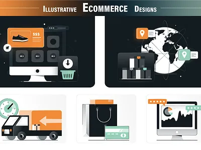 Online Ecommerce Purchasing Process Icon set colorful design graphic design icon illustration illustration logo online ecommerce vector