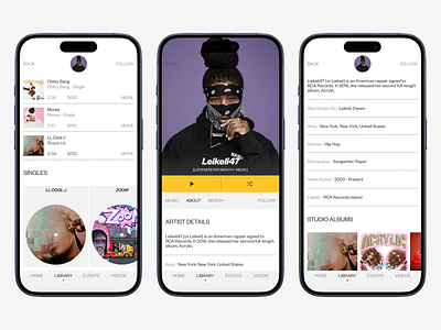 Music Streaming App. Part 2 app artist branding clean design interface ios kosinov lifestyle logo mobile music popular product design streaming trendy ui ux