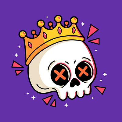 Skull King bone cartoon character colorful crown cute design ghost graphic design illustration king logo mascot skeleton skull