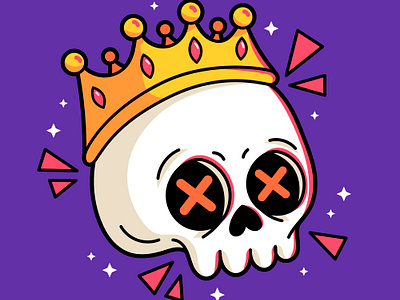 Skull King bone cartoon character colorful crown cute design ghost graphic design illustration king logo mascot skeleton skull