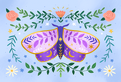 Moth Illustration butterfly illustration licensing moth pattern