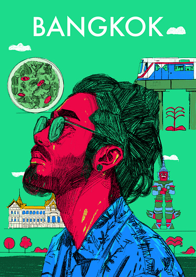 Bangkok bangkok character city city illustrated city illustration cool colours cool vibes design illustration illustrator people portrait portrait illustration poster illustrated poster illustration procreate thailand