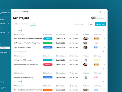 Project Management - Contributor App dashboard figma landing page landingpage management project task ui user interface