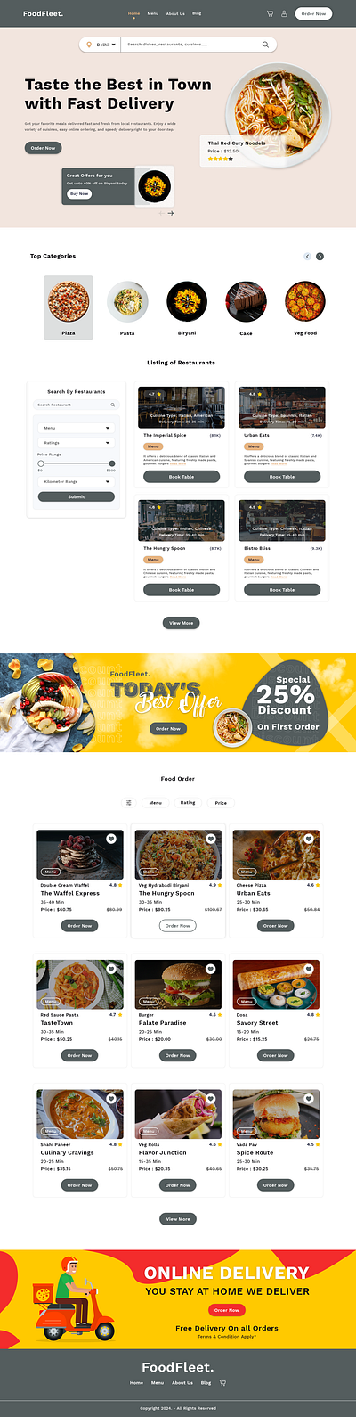 Food Delivery Website design figma graphic design landing page photoshop ui user experience user interface ux web design