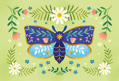 Moth illustration butterfly design illustration licensing moth pattern sticker