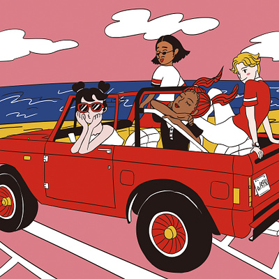 Drive Illustration artwork car character drawing drive driving friend graphic design illustration korean summer together tour travel trip