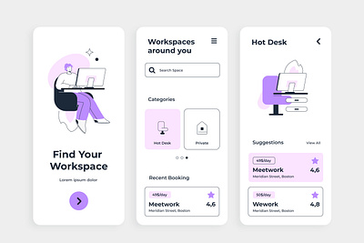 Co-Working App UI Design app appdesign appuidesign cowroking design ui uidesign ux working