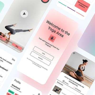 Mobile application - Yoga Area color theory figma layout design mobile app music sound design sports fitness training plan user interface design ux ui wireframing