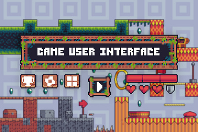 Pixel Game User Interface for Platformer 2d art asset assets game game assets gamedev healthbar indie indie game interface menu pixel pixelart pixelated rpg set ui